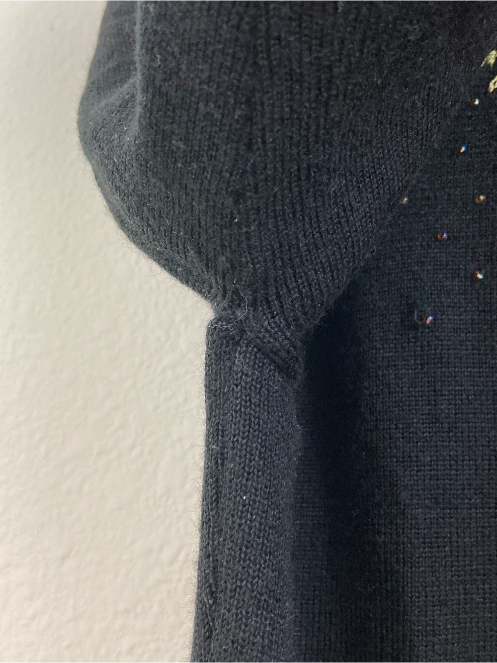 Ronglan Black Embroidered Beaded Sweater Mock Neck Long Sleeve - Picture 3 of 12